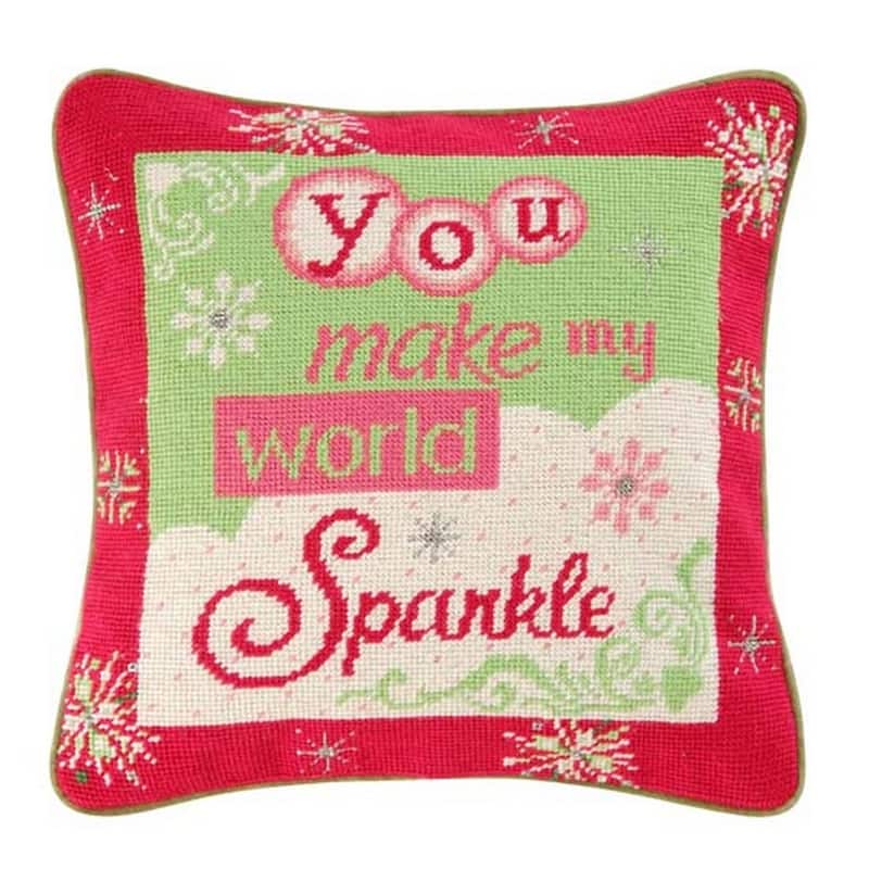 World Sparkle Needlepoint Pillow