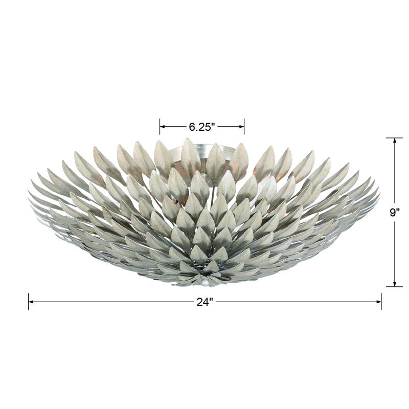 Broche 6 Light Antique Silver Ceiling Mount - 24'' W x 24'' H x 9'' D