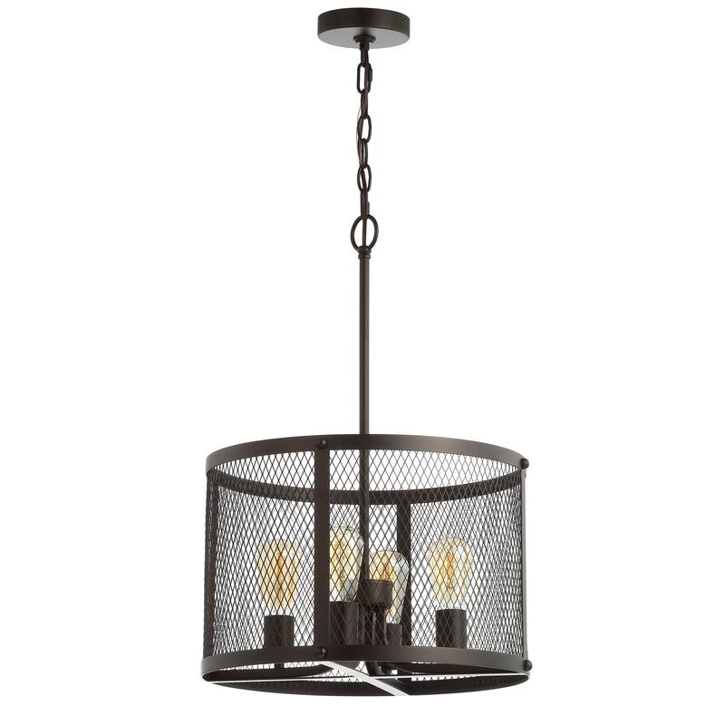 SAFAVIEH Lighting Eduartina Adjustable 4-Light Led Dark Grey Pendant - 16.5"x16.5"x27.8-99.8" - Dark Grey - 17Wx17Dx100H