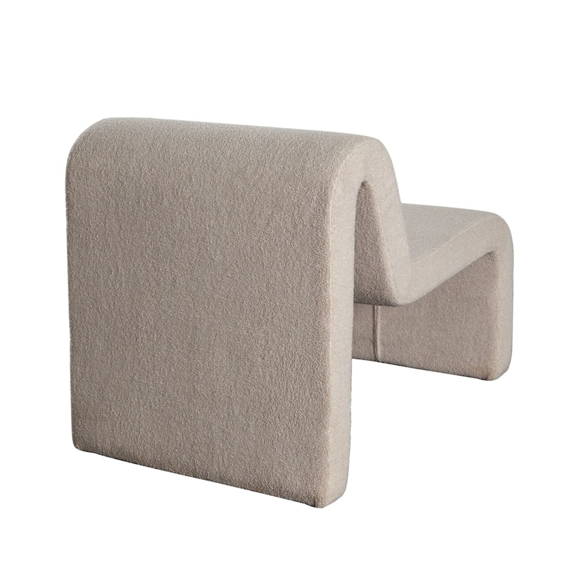 Nena Accent Chair, Armless Design, Camel Brown Looped Shearling Fabric