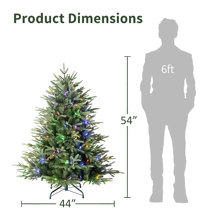 Puleo International 4.5' Pre-Lit Artificial Fraser Fir Tree with 200 Dual-Color LED Lights