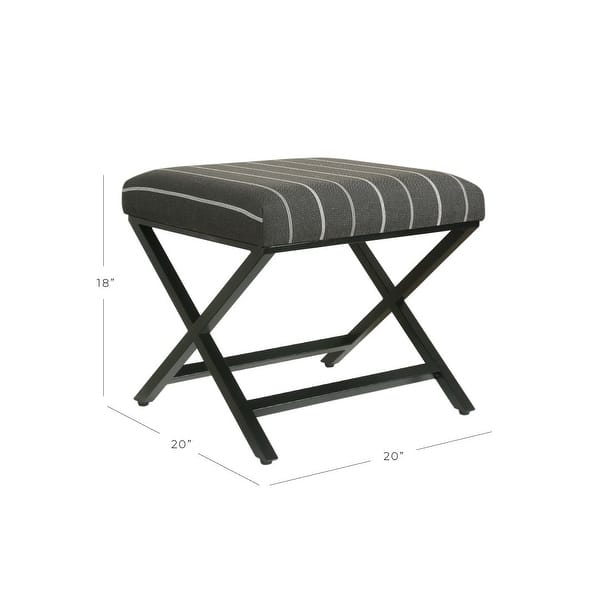 dimension image slide 5 of 7, Porch & Den Boucher Modern Metal X-base Square Ottoman