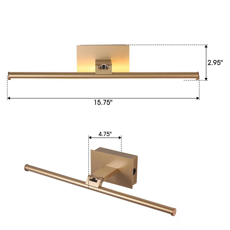 16" Modern Gold LED Wireless Picture Light with Remote Control