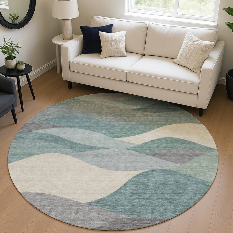 Machine Washable Indoor/ Outdoor Modern Horizon Chantille Rug