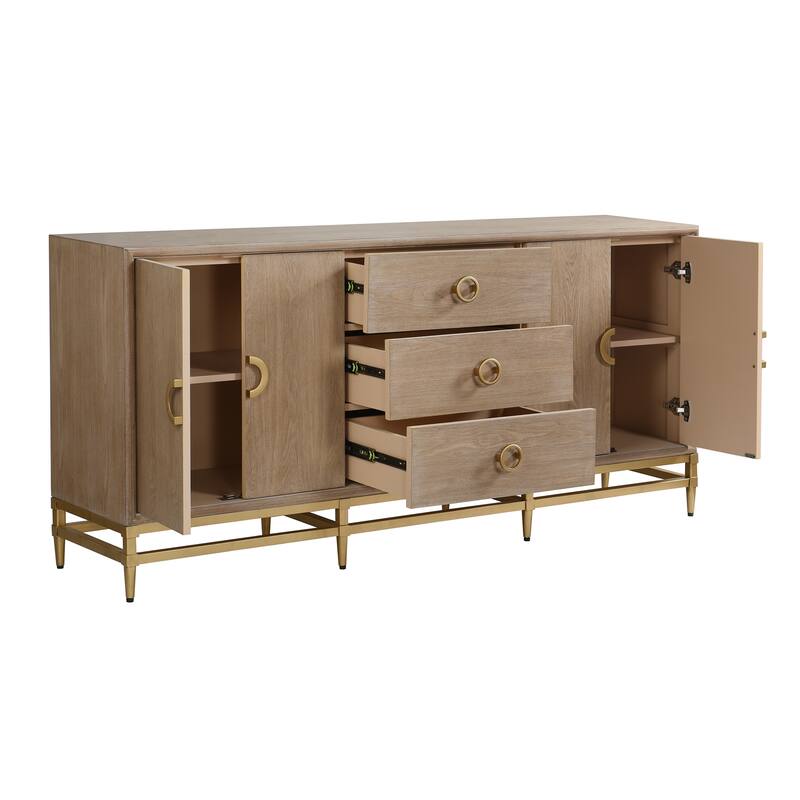 Augusta Credenza - Four Door Three Drawer Unit - Weathered Oak Finish