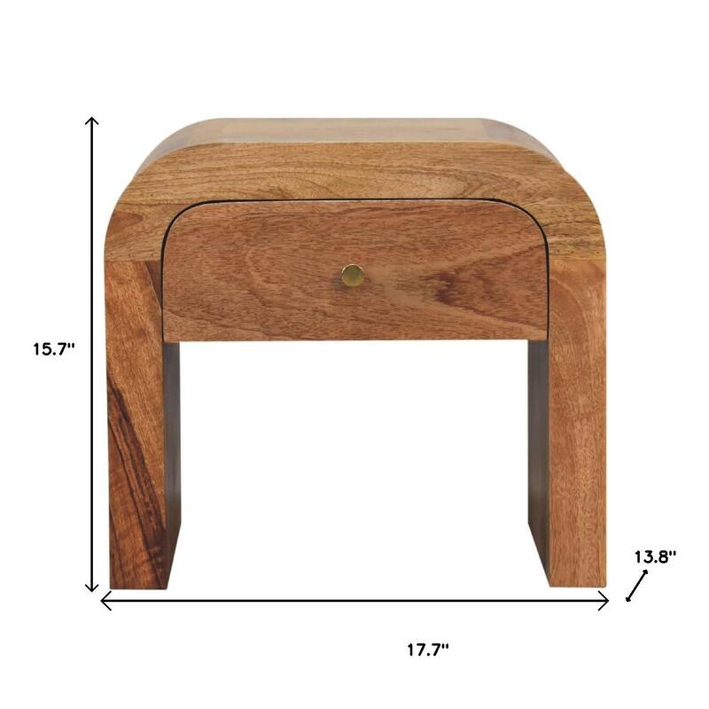 HomeRoots 16" Brown Solid Wood One Drawer Nightstand