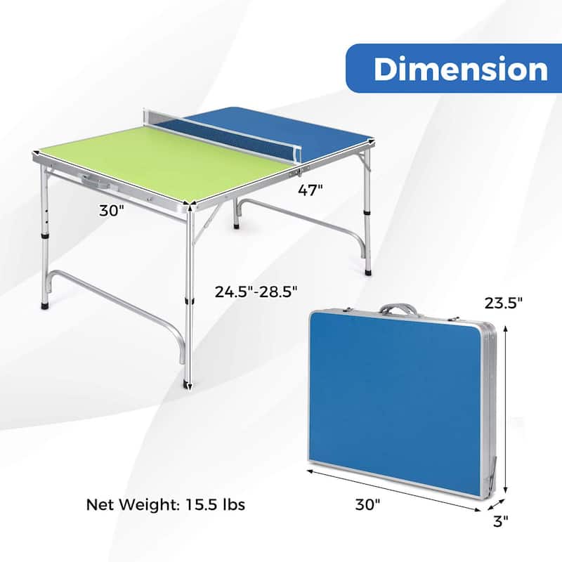 Costway 47" x 30" Mini Table Tennis Table with Adjustable Height for - See Details