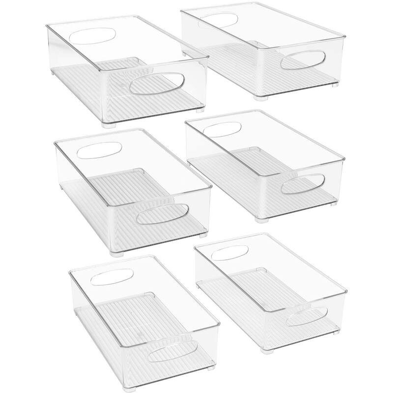 Plastic Storage Bins Stackable Clear Pantry Organizer Box Containers