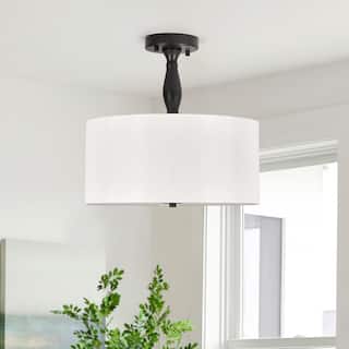 3-light Fabric Semi Flush Mount Light - Natural