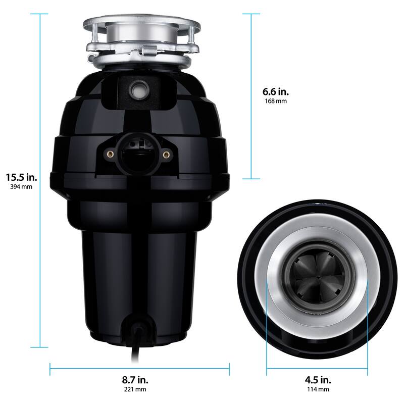 Waste Maid 1-1/4 HP Premium Garbage Disposal with Attached Power Cord - stainless steel - 1-1/4 hp