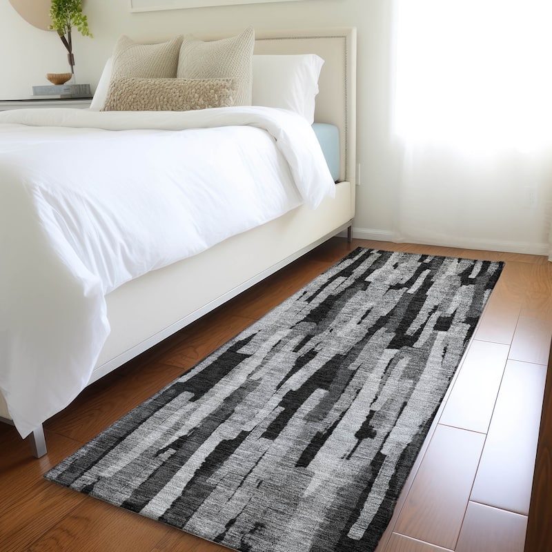Machine Washable Indoor/ Outdoor Contemporary Chantille Rug - Gray - 2'3" x 7'6"