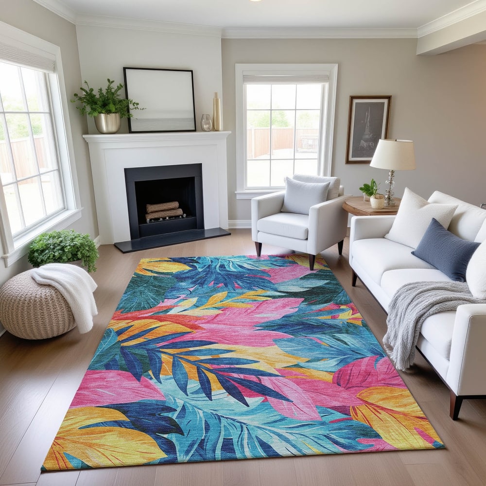 Premium Washable Super Soft Tropical Floral Mayfield Rug