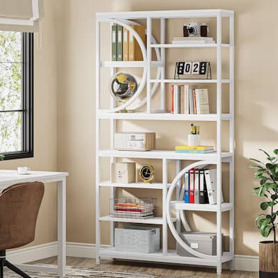 Industrial Bookshelf, 8-Tier Etagere Bookcases Display Shelf