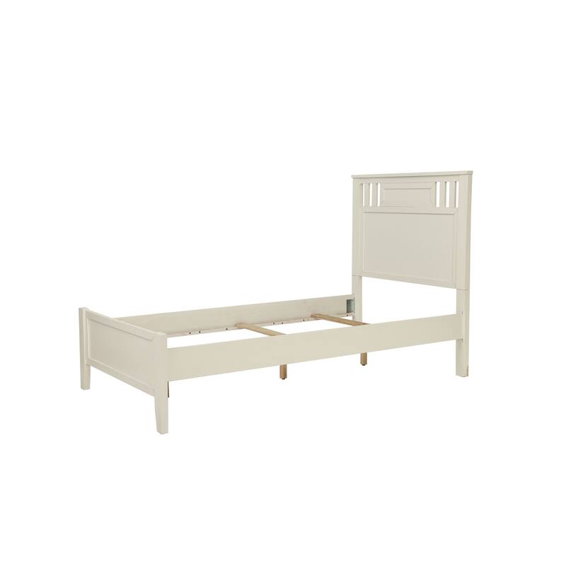 Full Size Bed with Unique Design Headboard, White Finish, Contemporary Style