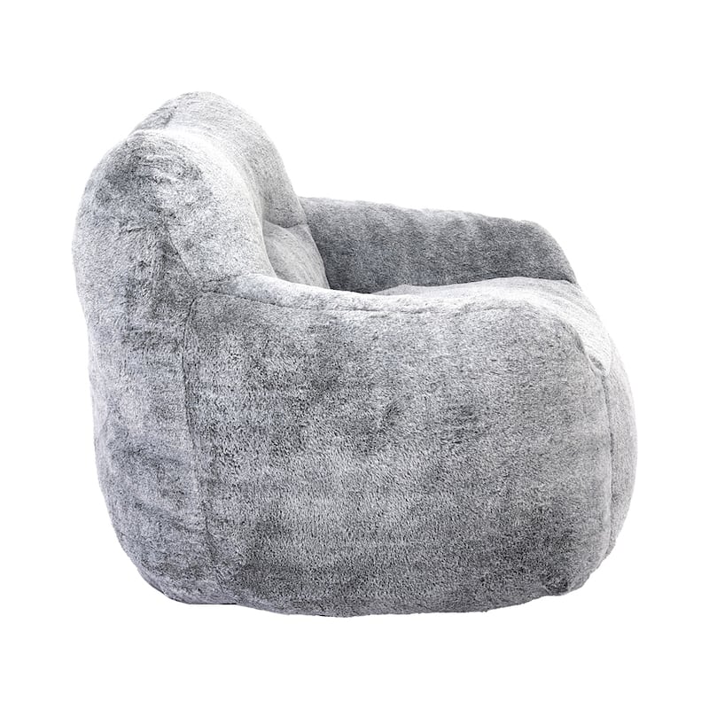 Living Room Bedroom faux fur Fabric Bean Bag Chair with Armrests - Dark Gray