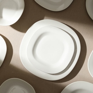 Stone Lain Quadro 4-Piece Square Pasta Bowl Set – White Porcelain, Modern Design, Microwave & Dishwasher Safe - View #6