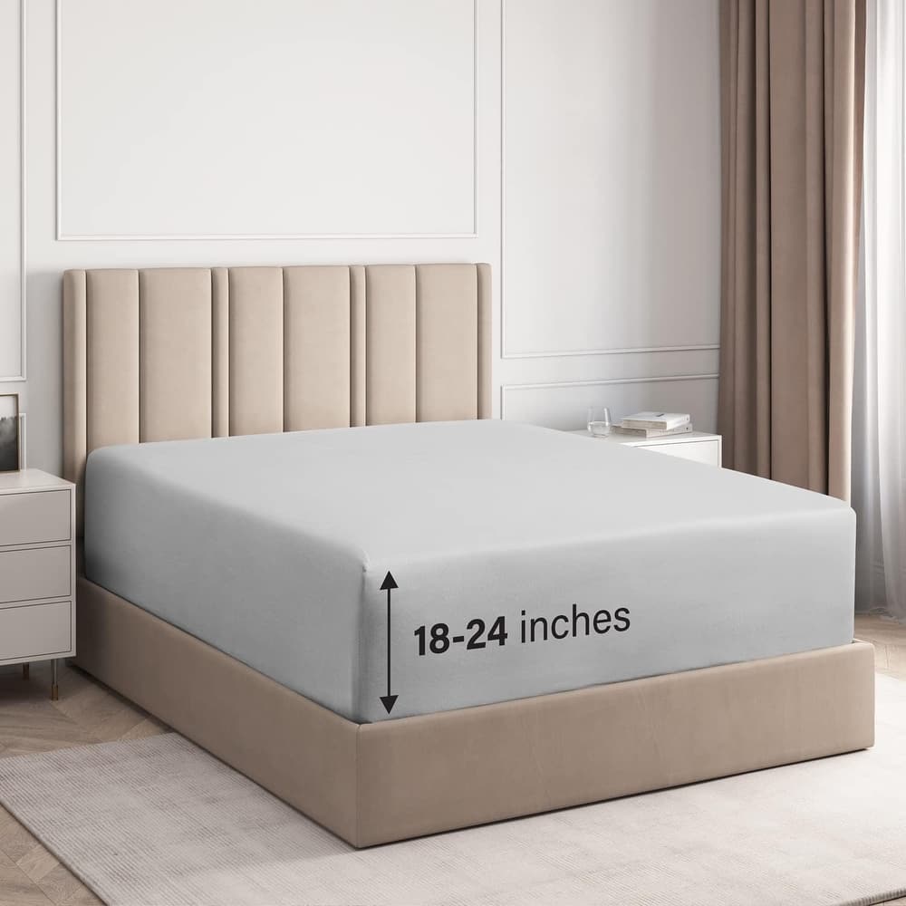 CGK Linens 100% Cotton 18" - 24" Inch Extra Deep Pocket Fitted Sheet