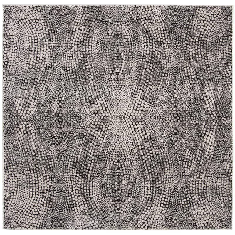 SAFAVIEH Lurex Carleen Modern Abstract Polyester Rug - 6'7" Square - Black/Light Grey