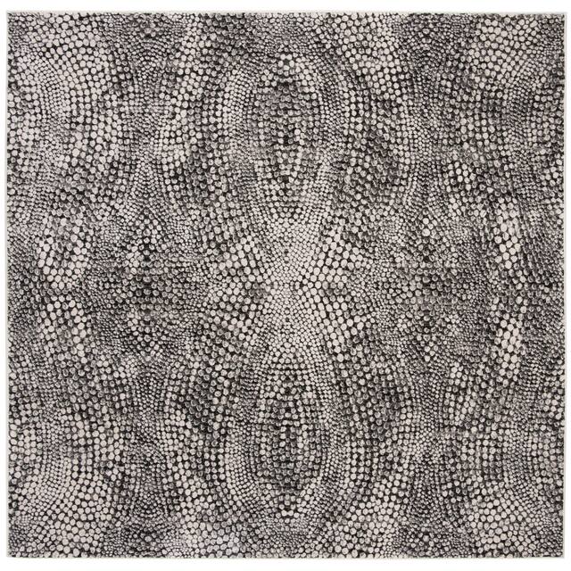 SAFAVIEH Lurex Jaana Modern Abstract Polyester Rug - 8' x 8' Square - Black/Light Grey