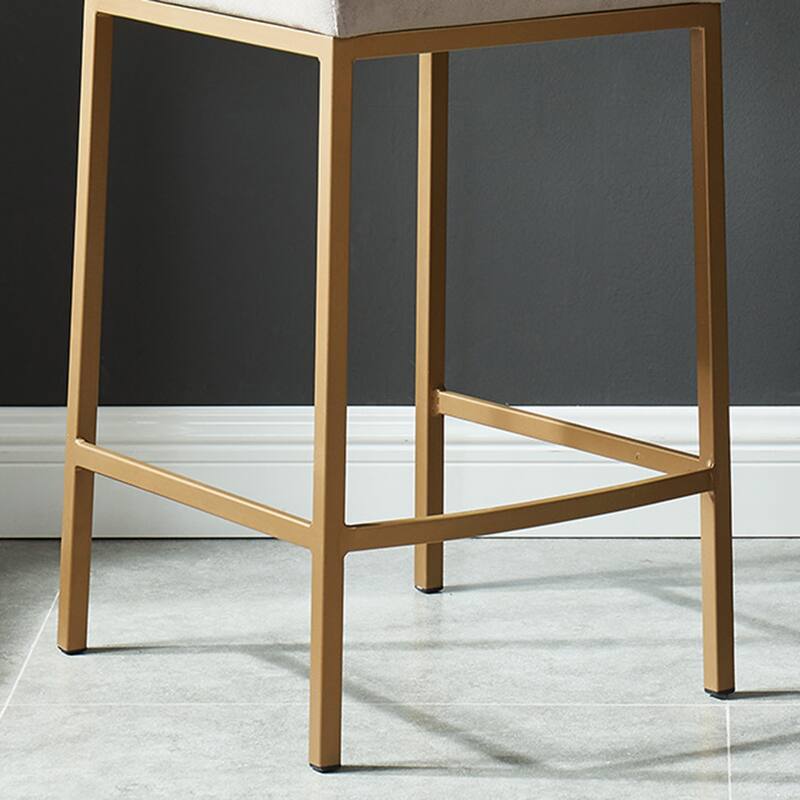 Contemporary Velvet and Metal 26" Counter Stool, Set of 4