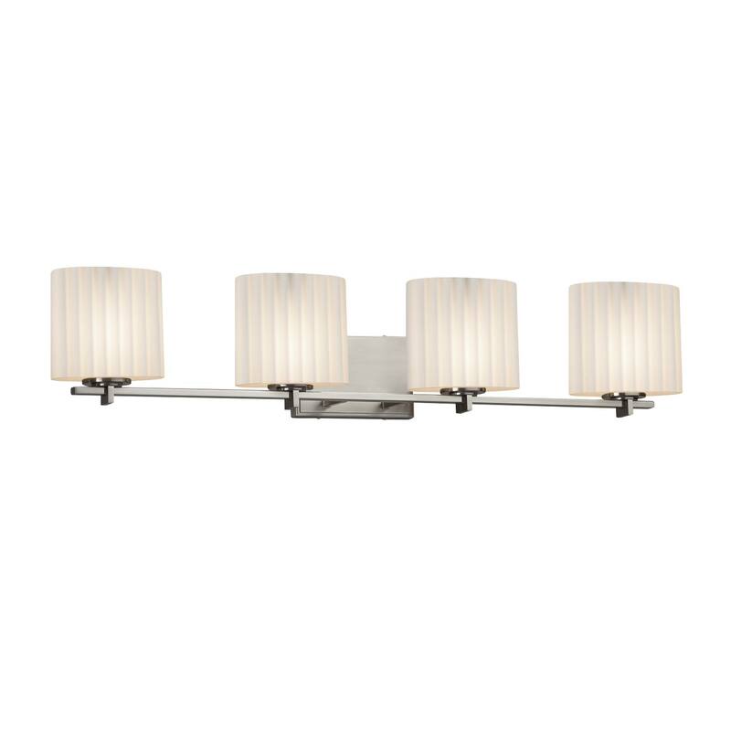 Justice Design Limoges Era 4-light Brushed Nickel Bath Bar, Pleats Oval Shade - Silver