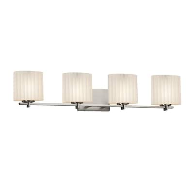 Justice Design Limoges Era 4-light Brushed Nickel Bath Bar, Pleats Oval Shade - Silver