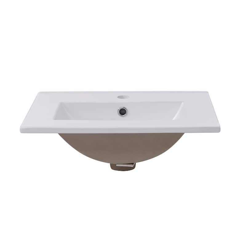 Modern 20-Inch Small Bathroom Vanity Cabinet with Ceramic Basin