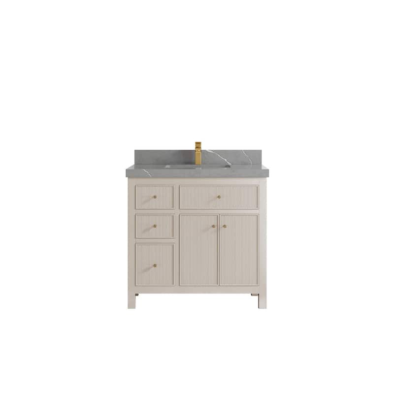 Willow Collections 36 in W x 22 in D Sonoma Center Sink Free Standing Reeded Bathroom Vanity with Countertop