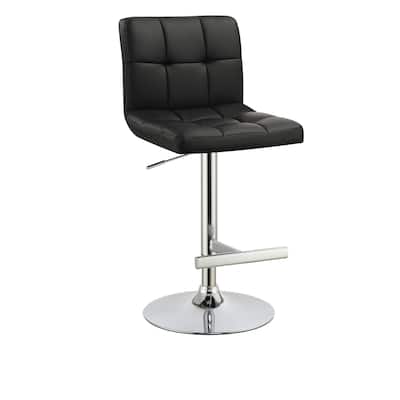 Sophisticated Armless Adjustable Bar Stool, Black ,Set of 2 - 38.5 H x 18.5 W x 19 L Inches