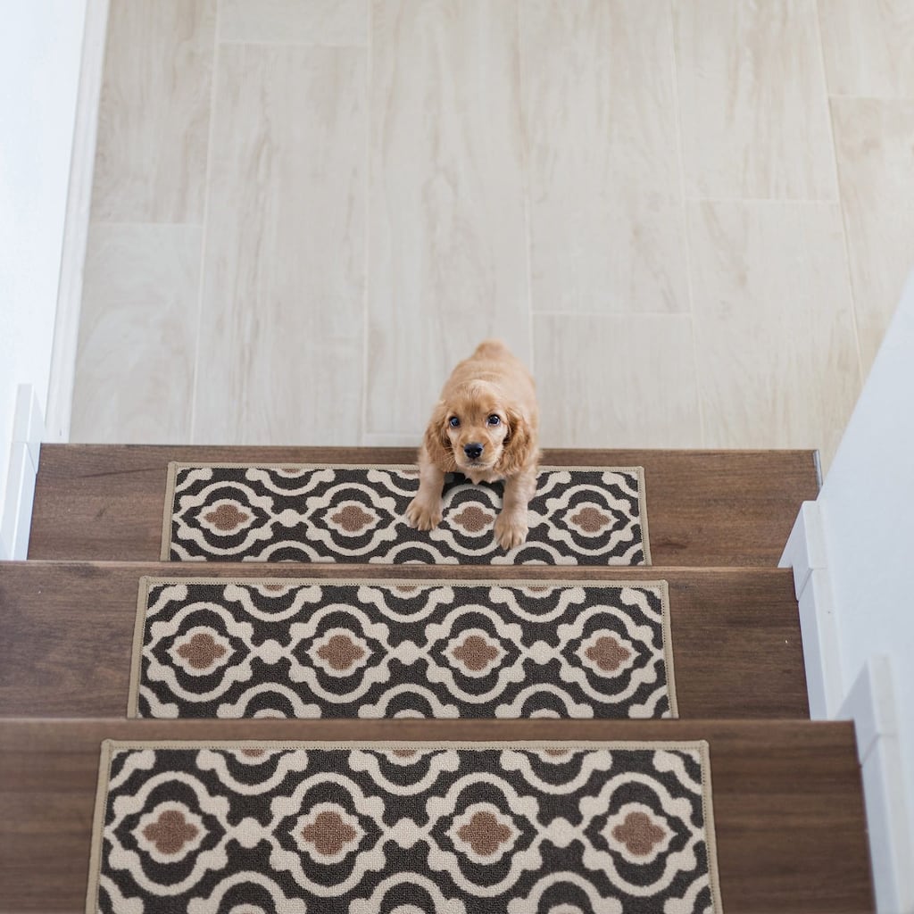 World Rug Gallery Modern Moroccan Trellis Non-slip Nylon Stair Treads