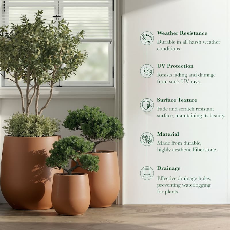 DTY Signature Mount Wilson 1-Piece Fiberstone Tapered Planter for Indoor/Outdoor, Black