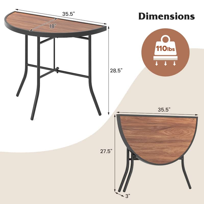 Gymax Half-Round Folding Event Table Foldable Banquet Table w/ Metal