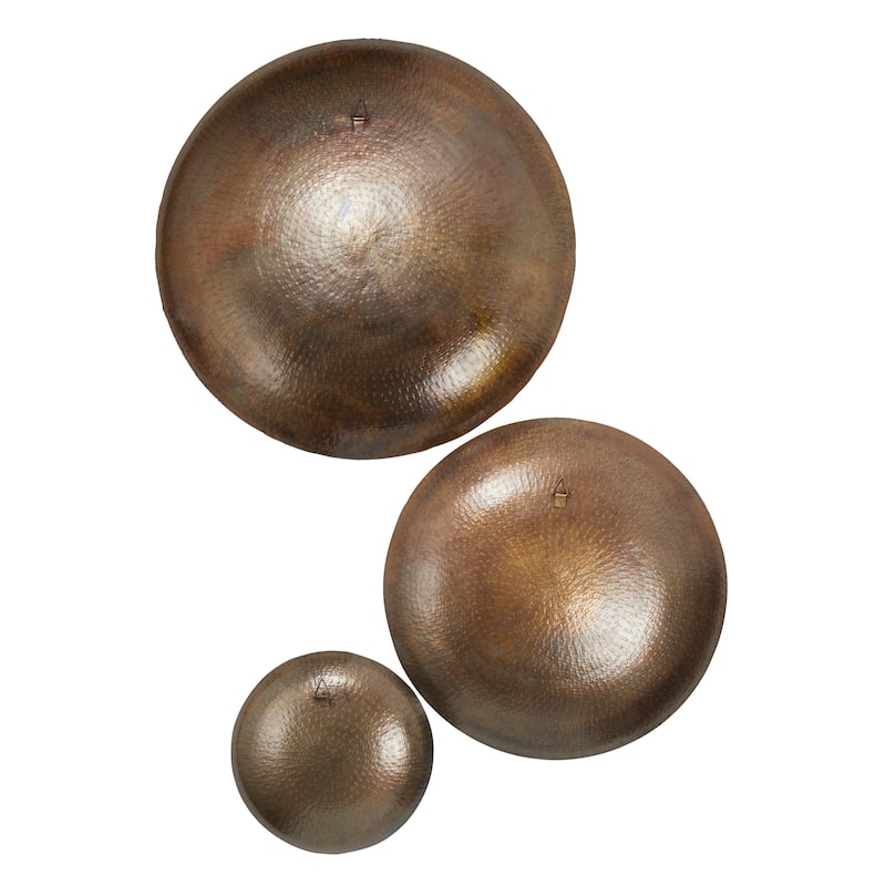 Metal Plate Large Metallic Disk Wall Decor - Set of 3 Bronze or Gold - Roche River Decor