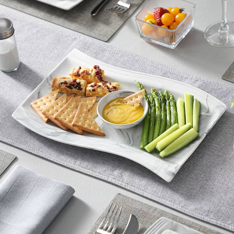 MALACASA Flora Porcelain Rectangular Serving Plates