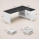 preview thumbnail 138 of 156, Farmhouse Executive L Shaped Desk Home Office Desk with Drawers and Storage Cabinet & Power Outlet