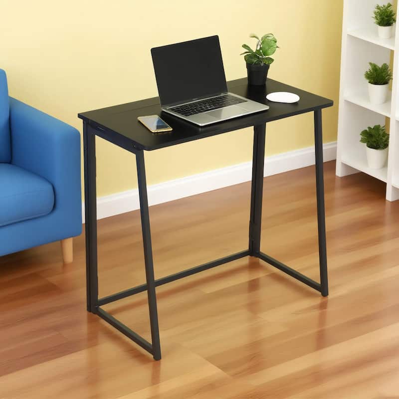 Homylin 31.5-Inch Folding Writing Desk, Space-Saving Computer & Study Table with Metal Frame