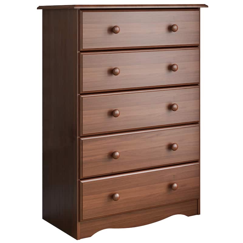 Palace Imports 100% Solid Wood 5-Drawer Chest with Metal or Wooden Knobs