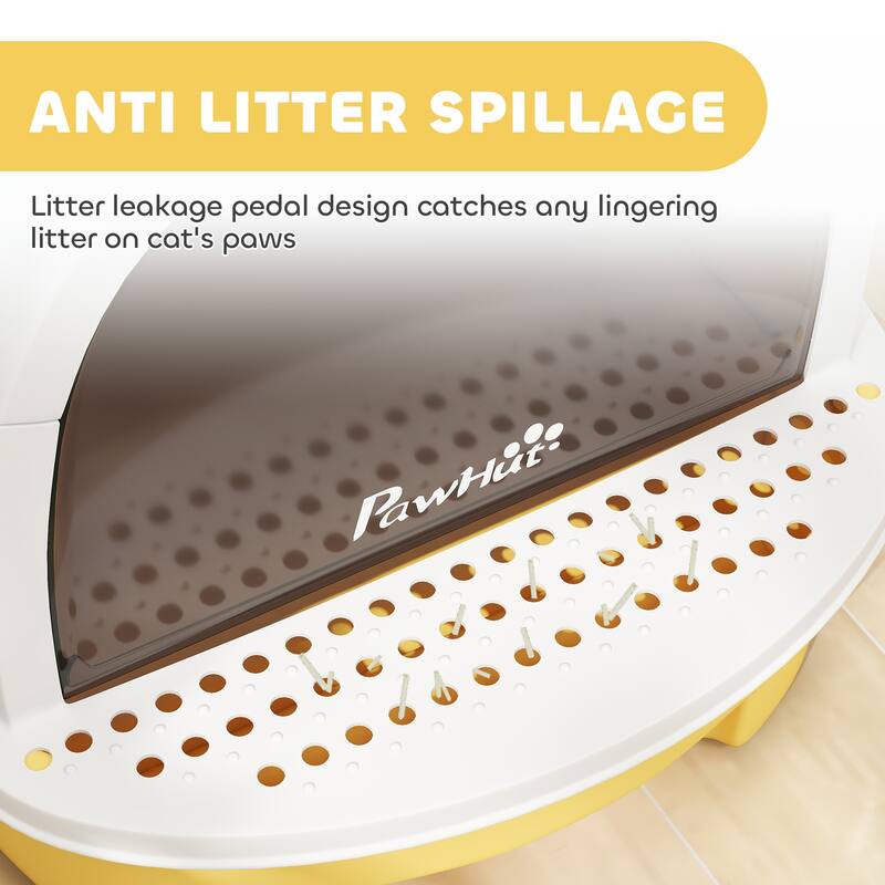 PawHut Cat Litter Box, Covered Kitty Litter Box with Lid, Scoop, Deodorizing Bags for Odor Control, Green