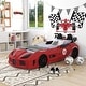preview thumbnail 1 of 14, La Vetta Modern Twin Platform Car Bed with LED Lights and Handheld Remote by Furniture of America Red