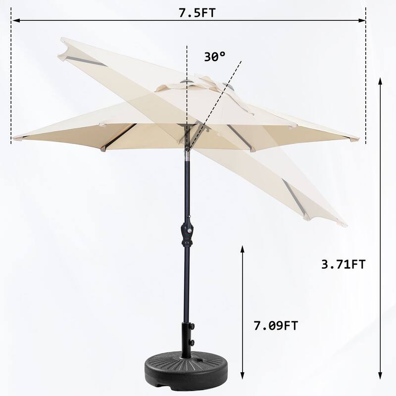 Autlaycil 7.5FT Solar Patio Umbrella with Base and Tilt,Crank