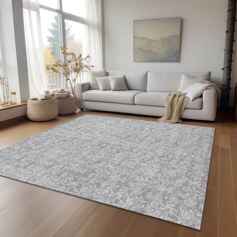 Machine Washable Indoor/ Outdoor Chantille Modern Floral Impressions Rug