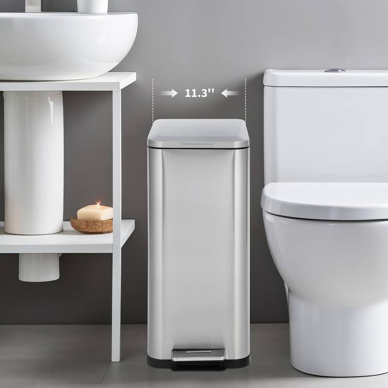 13.2 Gallon Slim Trash Can with Lid Soft Close for Bedroom, Office, Kitchen