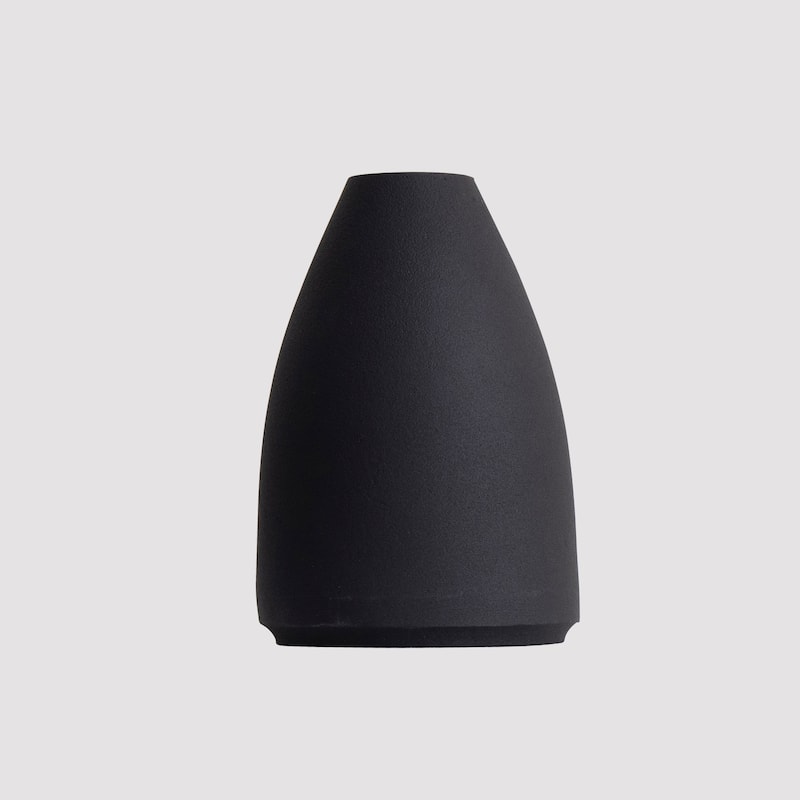 8" Cone Stone Vase Black Matte