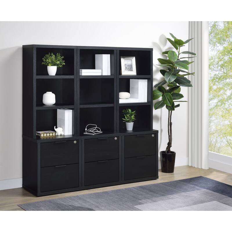 Westpark 3-Piece Wall Unit Bookcase Set With Usb - Black