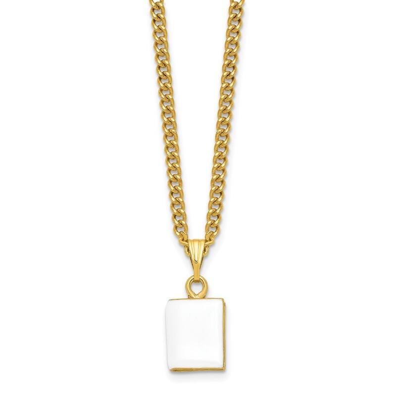 Curata Pewter Bejeweled Crystals Gold-Tone Enameled Prayer White Bible Trinket Box on 18 Inch Necklace