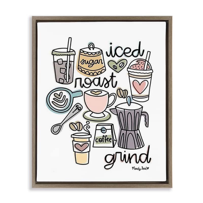 Stupell Various Coffee Types Trend Framed Floater Canvas Wall Art Design By Mandy Ford Art + Illustration - 25 x 31 - Brown