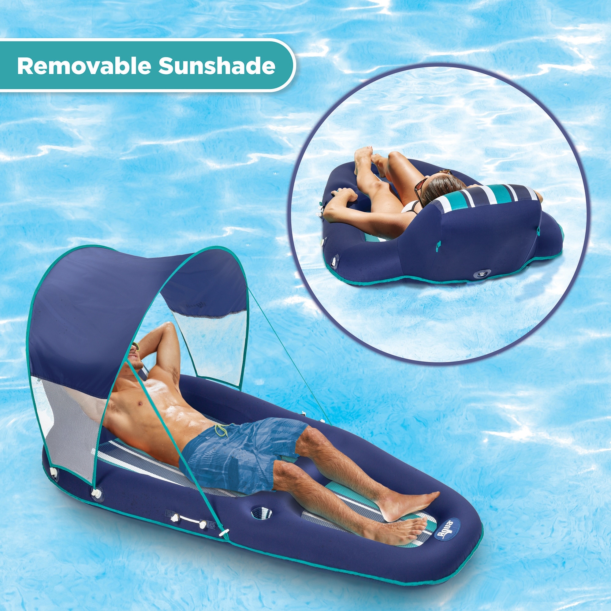 Aqua Leisure Inflatable Lounger w/ Canopy SwimSchool Baby Boat