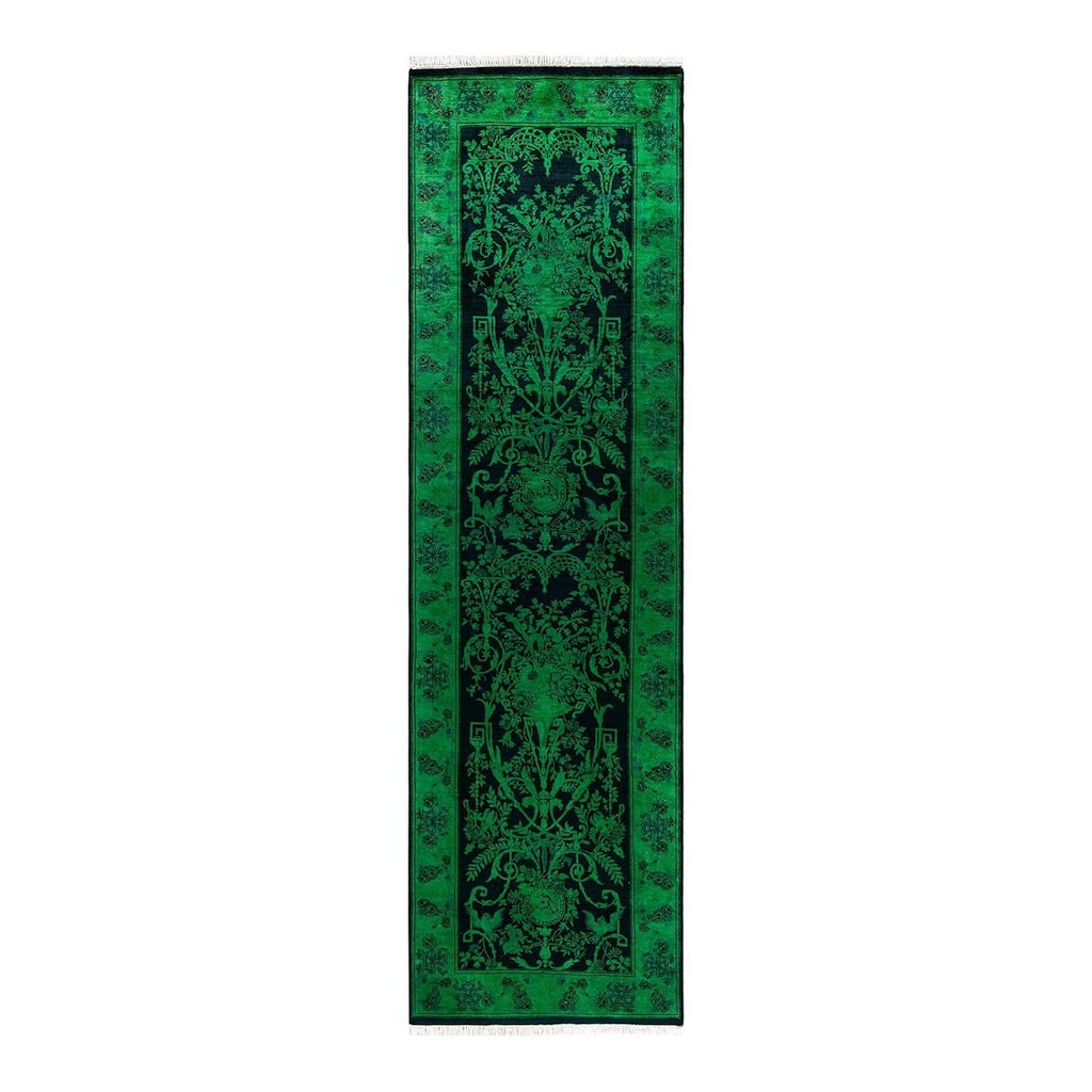 Contemporary Overdyed Wool Hand Knotted Runner - 2' 7" x 9' 0"