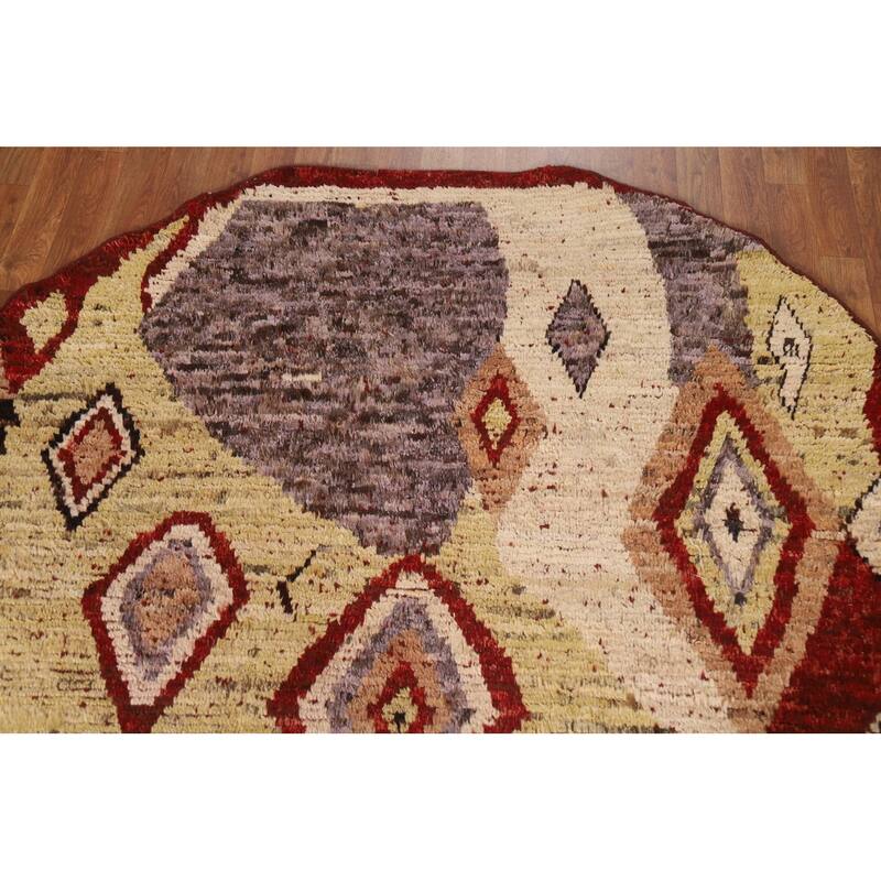 Hand Knotted Oriental 100% Wool Carpet Modern Tribal Multi-Colored Moroccan Area Rug - 6' 7'' X 6' 7''