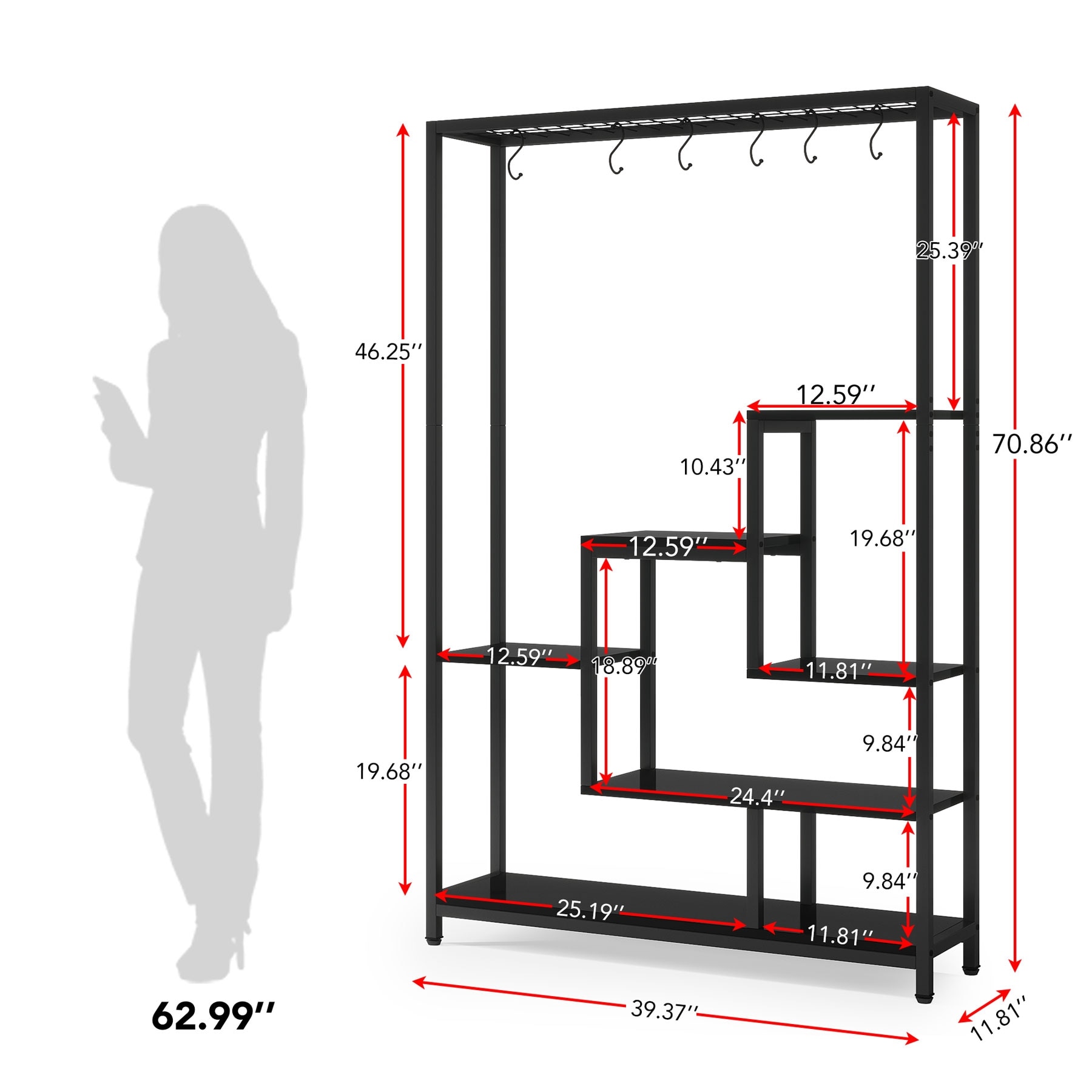 5-Tier Tall Indoor Plant Stand, Large Plant Shelf with 10PC S Hanging Hooks  - Bed Bath & Beyond - 36002026